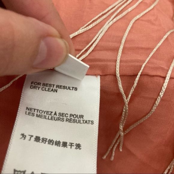 Anthropologie Pink Floral Embroidered Fringe Wrap Midi Dress Size 2P - Picture 13 of 16